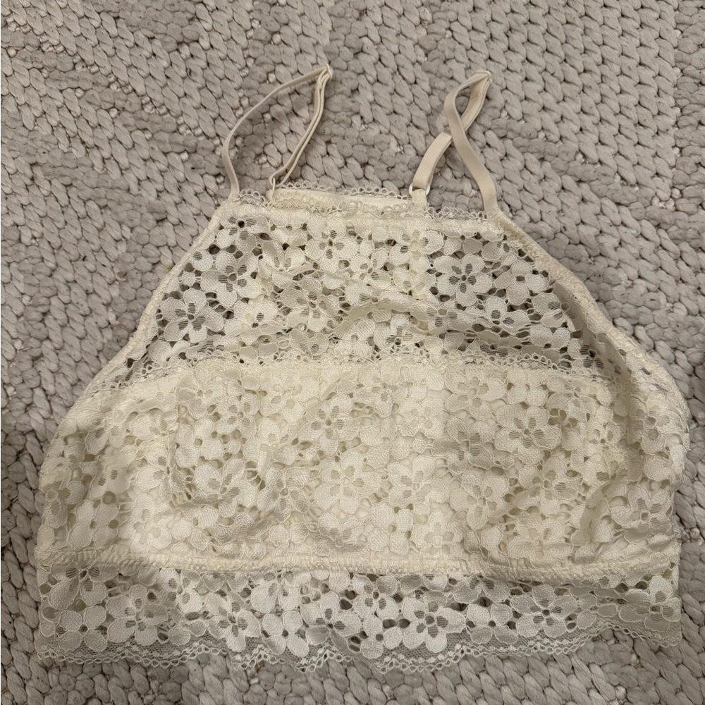 Cream Lace Crop Top